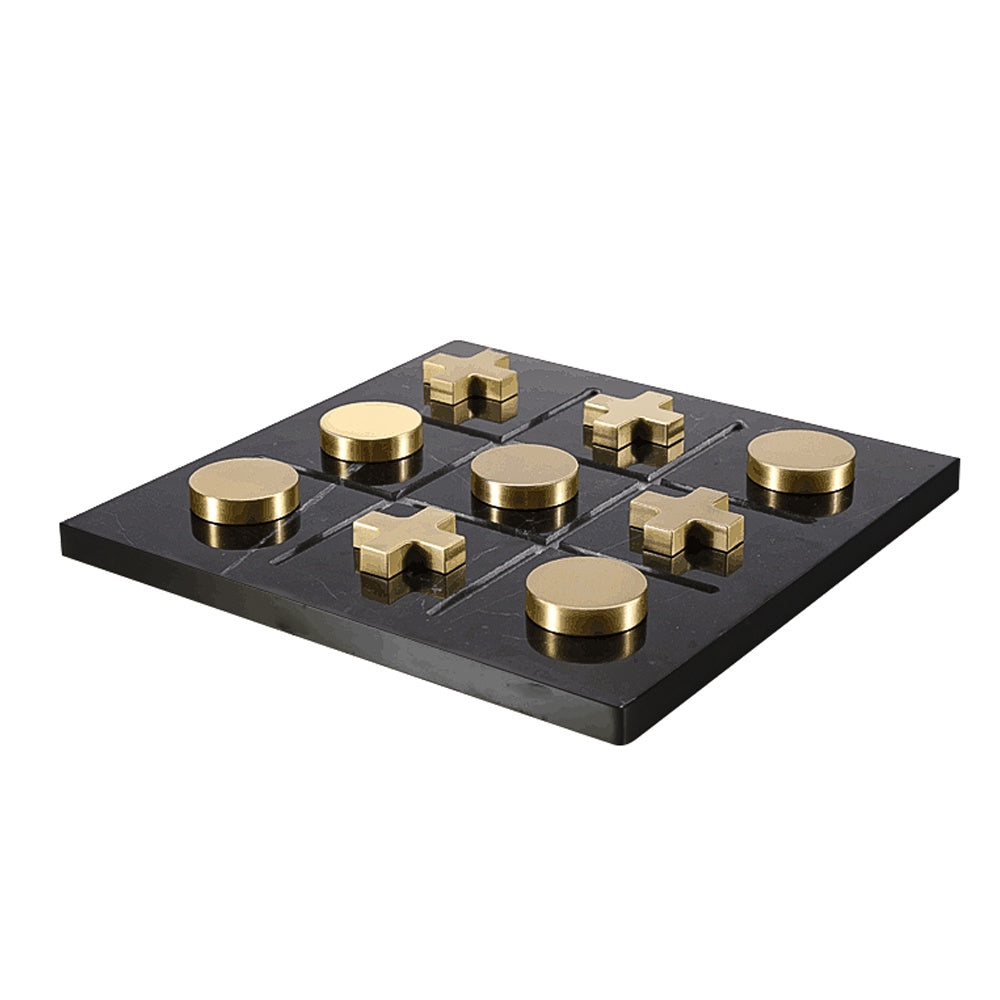 Pre Order 25 Days Delivery Black Marble Board Game With Gold Stainless Steel Pieces Fc-W2108A