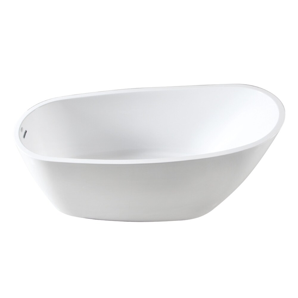 Aqua Eden 72 Inch Acrylic Freestanding Tub with Drain in Glossy White