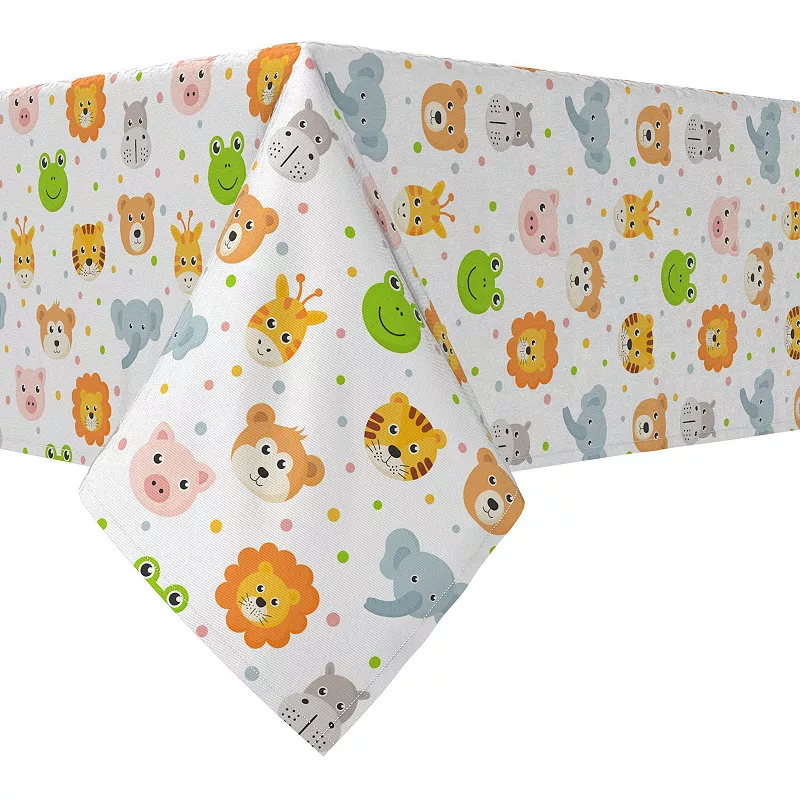 Rectangular Tablecloth， 100% Cotton， 60x104， Cheerful Animal icons