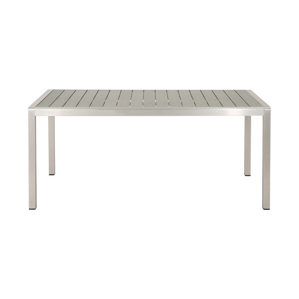 Coral Outdoor Aluminum Dining Table with Faux Wood Top，for Dining Room，Kitchen，Easy Assembly