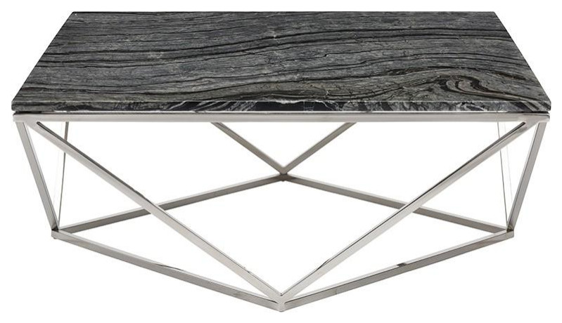 Jasmine Coffee Table Black Wood Vein Marble/Polished Stainless   Contemporary   Coffee Tables   by Old Bones Co.  Studios  Houzz