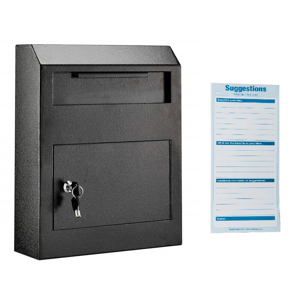 AdirOffice Black Heavy-Duty Secured Safe Drop Box with Mailbox 631-07-BLK-PKG