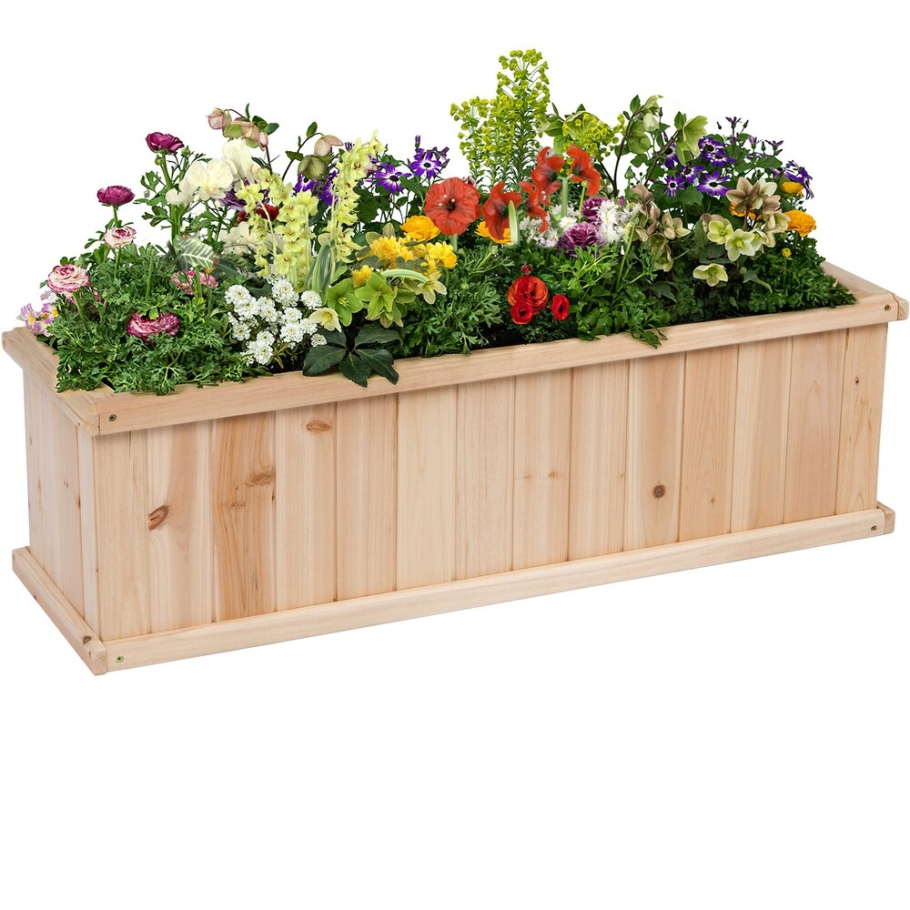 Wallys Cedar Kiln Dried Raised Garden Bed Planter Box for Herbs  Flowers  Vegetables with Drainage Holes