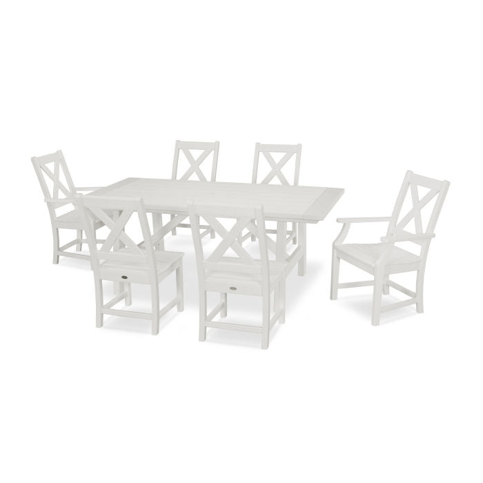 Polywood Braxton 7-Piece Rustic Farmhouse Dining Set in Vintage Finish PWS507-1-V