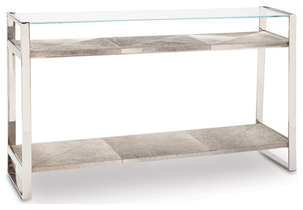 Andres Hair on Hide Console Large  Polished Nickel   Contemporary   Console Tables   by Regina Andrew  Houzz