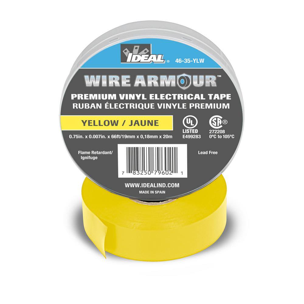 IDEAL Wire Armour 34 in. x 66 ft. Premium Vinyl Tape Yellow (10-Pack) 46-35-YLW-10PK