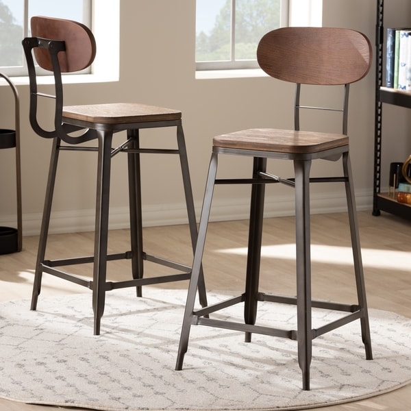 Industrial Stackable Counter Stool 2-Piece Set by Baxton Studio