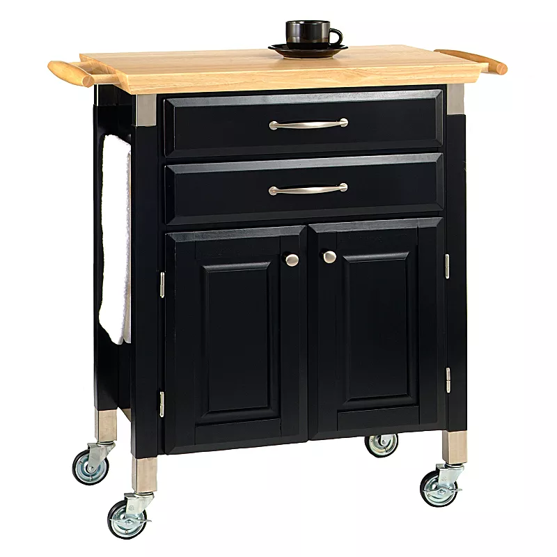 Dolly Madison Prep and Serve Kitchen Cart - Natural Wood Top