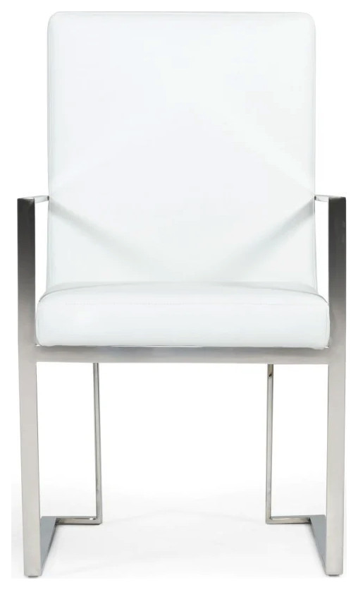 Kaleb Modern White Eco Leather Dining Armchair  Set of 2   Contemporary   Dining Chairs   by Rustic Home Furniture Deco  Houzz