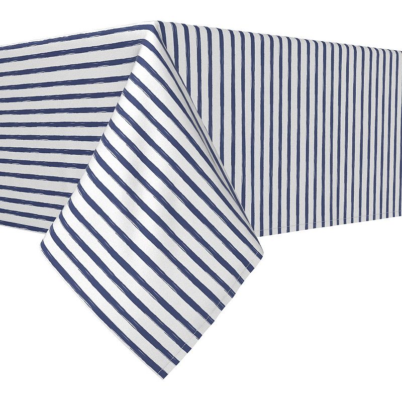 Square Tablecloth， 100% Polyester， 70x70， Navy brush Stroke Stripe