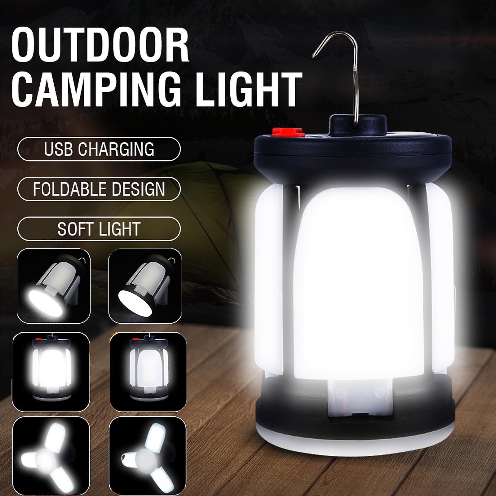 High Power Solar Led Camping Lantern Rechargeable 4500mah 1000lm Emergency Power Bank Foldable 6 Light Modes For Camping Fishing