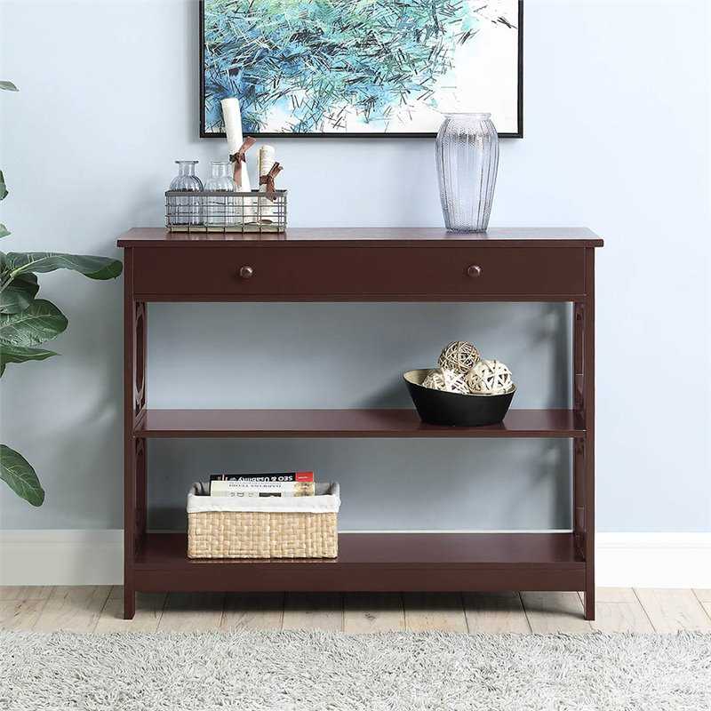 Convenience Concepts Omega Storage Console Table in Black Wood Finish   Transitional   Console Tables   by Homesquare  Houzz