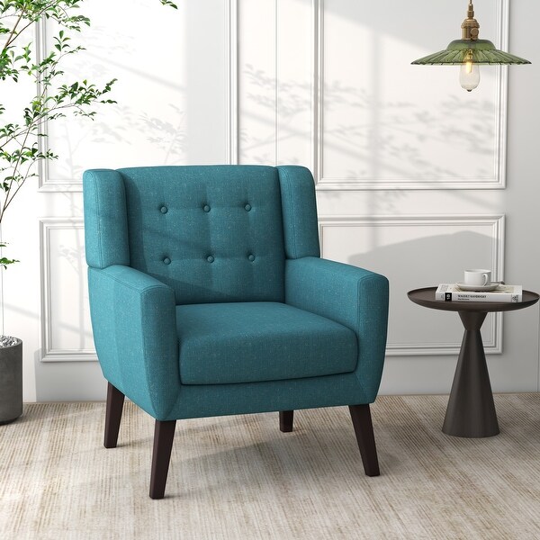 Cotton/ Linen Look Fabric Modern Accent Armchair