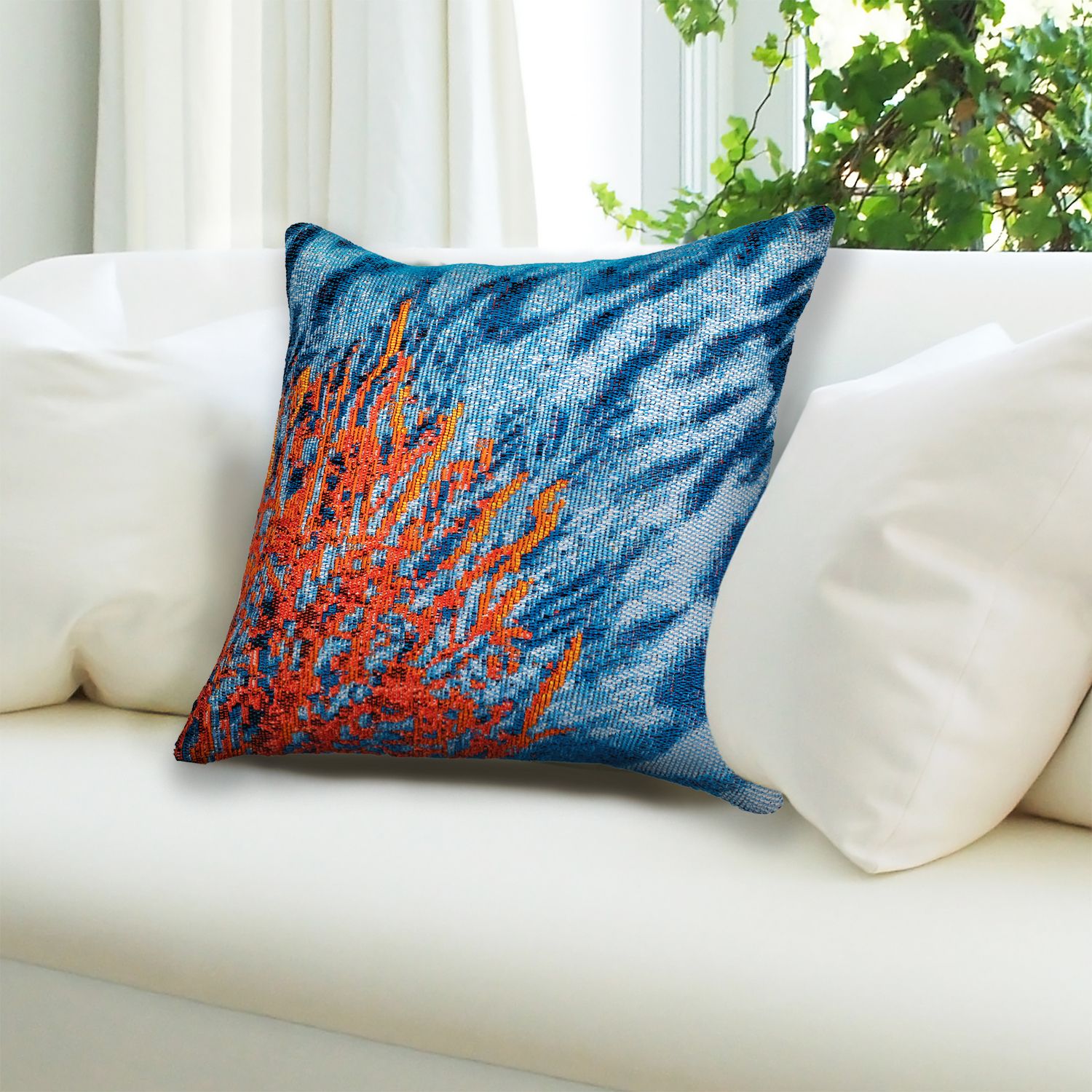 Liora Manne Marina Coral Indoor Outdoor Throw Pillow