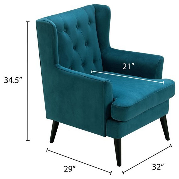 Home Square 2 Piece Tufted Velvet Accent Chair Set in French Teal Blue   Midcentury   Armchairs And Accent Chairs   by Homesquare  Houzz