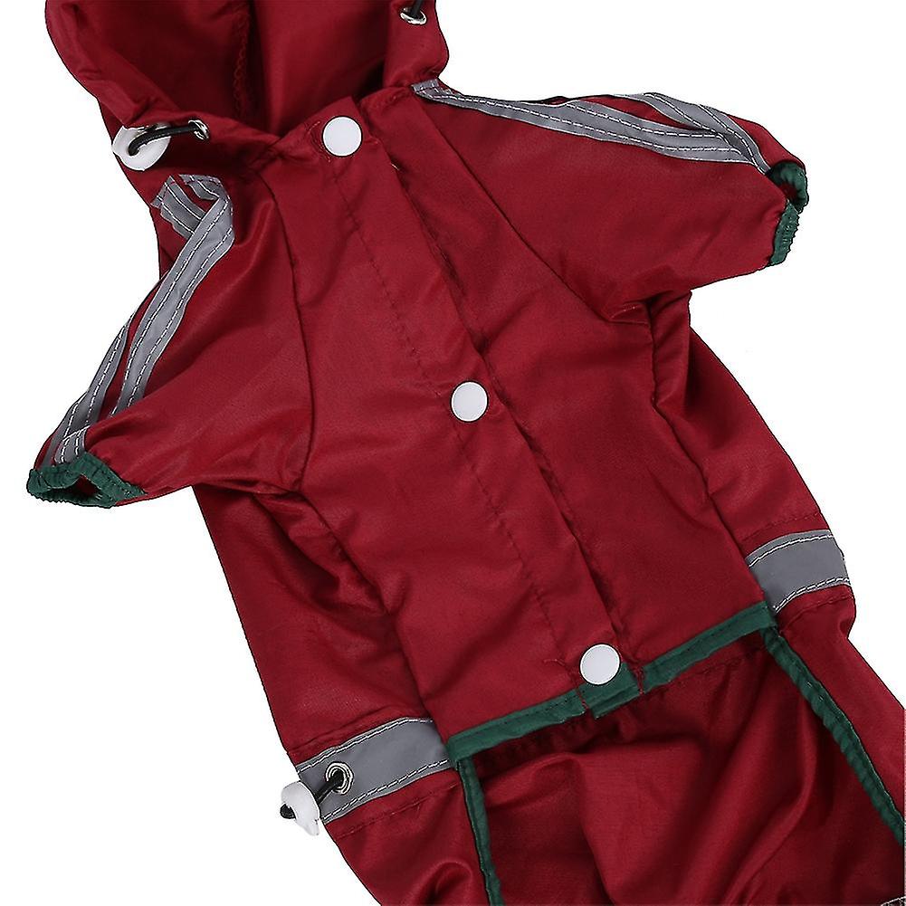 New Pet Raincoat Waterproof Jacket Dog Hood Rain Cover Outdoor Protection Clothes (Red M)