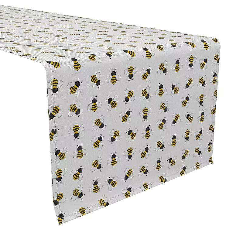 Table Runner， 100% Cotton， 16x90， Bumble Bees Flying