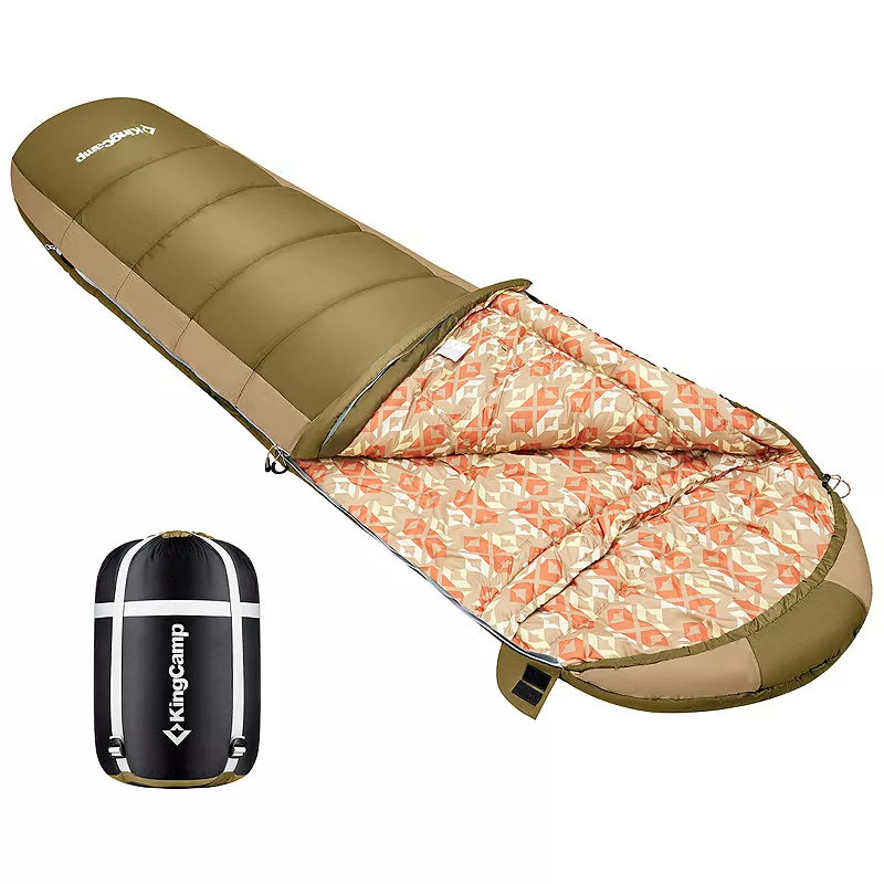 KingCamp Ultralight Warm 3 Season Sleeping Bag w/Compact Compression Sack， Olive