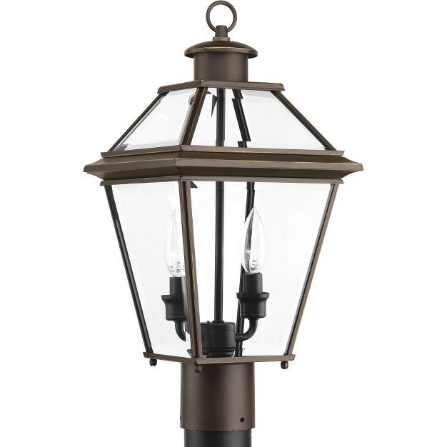 Progress Lighting Burlington Collection 2 light Outdoor Post Lantern Antique Bronze Clear Beveled Glass Shade