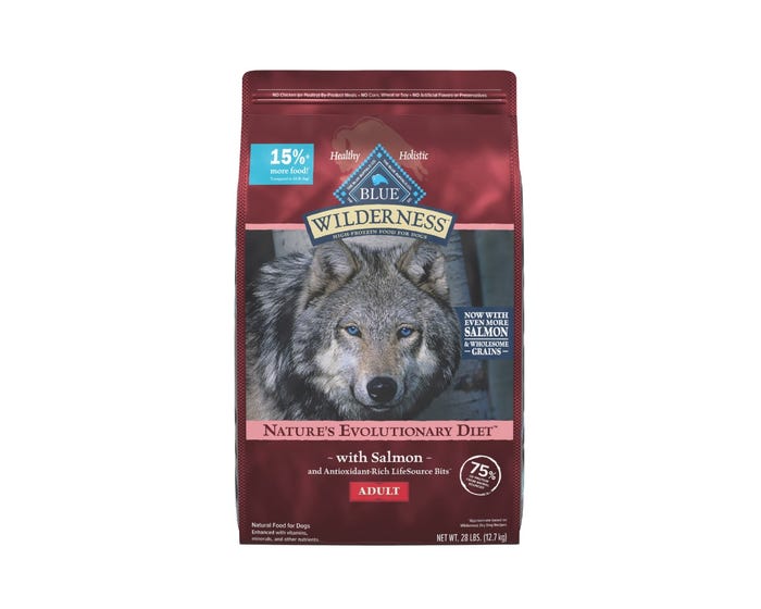 Blue Buffalo Wilderness High Protein Natural Adult Dry Dog Food plus Wholesome Grains， Salmon， 28 lb. Bag