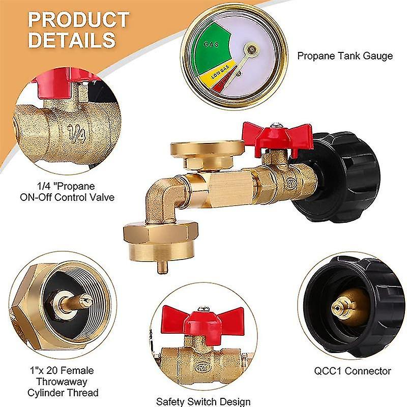 Propane Adapter 1lb To 20lb， Qcc1 Propane Refill Elbow Adapter