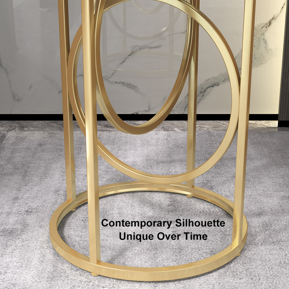 Black Round End Table Marble Top Side Table Metal in Gold   Contemporary   Side Tables And End Tables   by Homary International Limited  Houzz