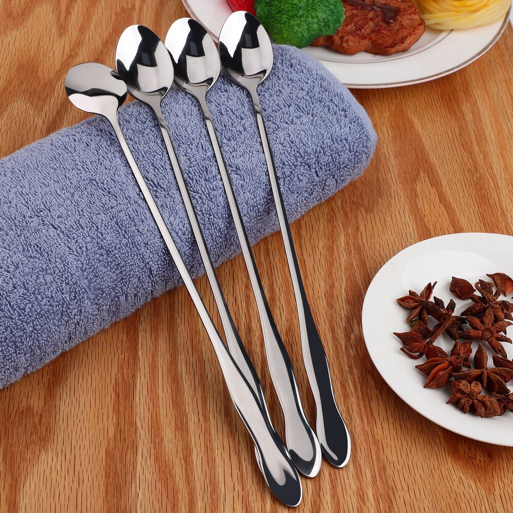 Stainless Steel Spoons 4 Pcs Soup Spoon Oil Salt Sugar Dining Spoons 10\