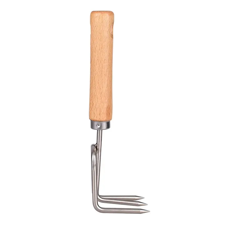 High Quality Stainless Steel Head Wood Handle Small Garden Hand Tool Garden Tools Steel Rake