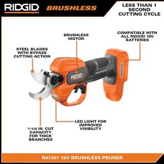 RIDGID 18V Brushless Cordless Battery Pruner with 2.0 Ah Battery and Charger R01301K