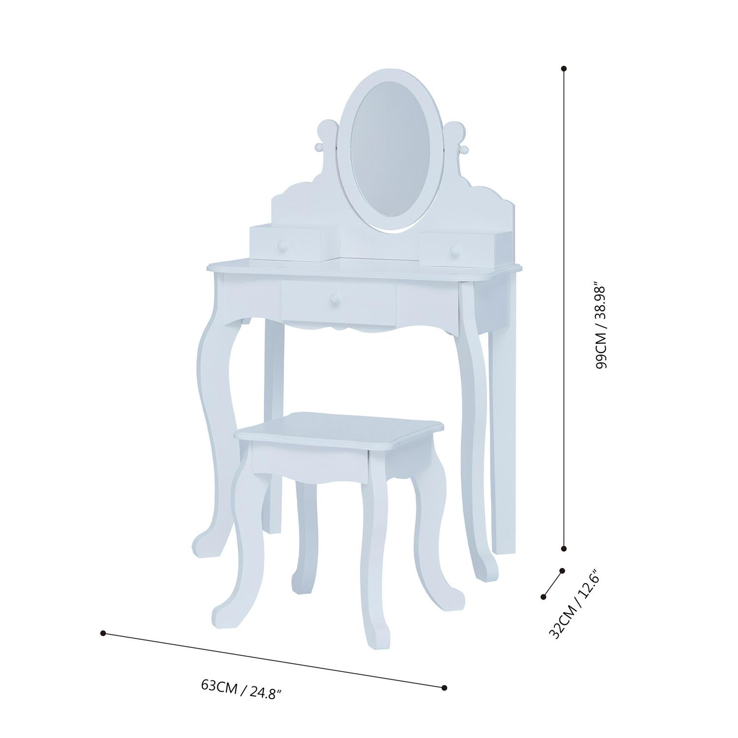 Fantasy Fields Little Princess Rapunzel Vanity Table with Mirror Storage Drawers and Stool White  Crowdfused