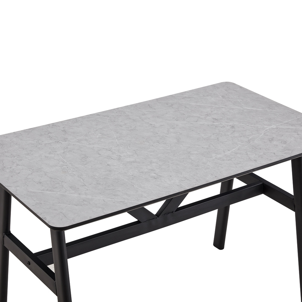 Mieres Modern Simple Faux Marble Dining Table   N/A