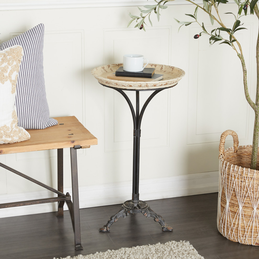 White Metal and Pine Farmhouse Accent Table  27 quotx 16 quotx 16 quot45869   French Country   Side Tables And End Tables   by Brimfield  ampMay  Houzz