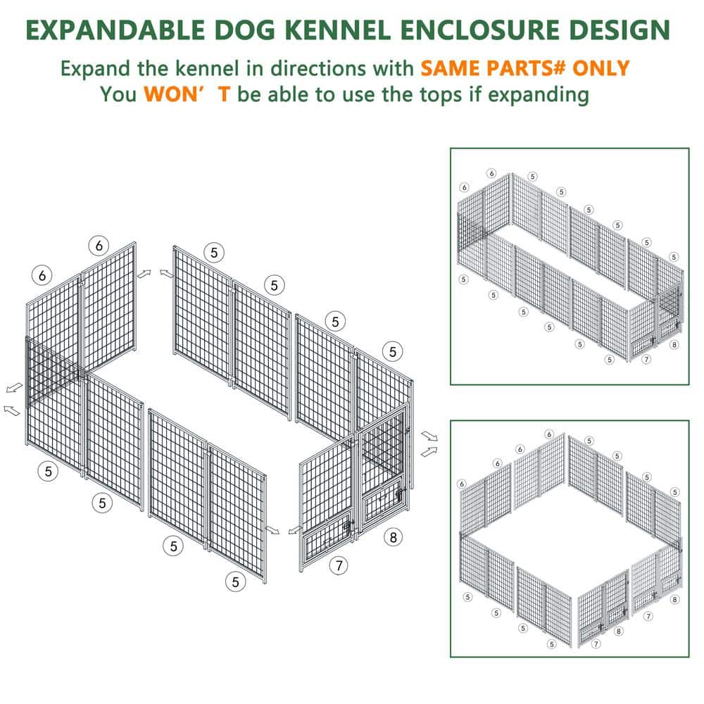 VEIKOUS 4 ft. x 8 ft. Outdoor Dog Kennel In-Ground Fence with Rotating Feeding Door and Cover, Coverage Area 0.0007-Acre PS0101-02