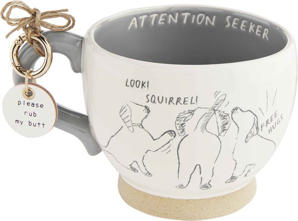 Mud Pie Attention Seeker Dog Mug and Dog Tag Set， Gray