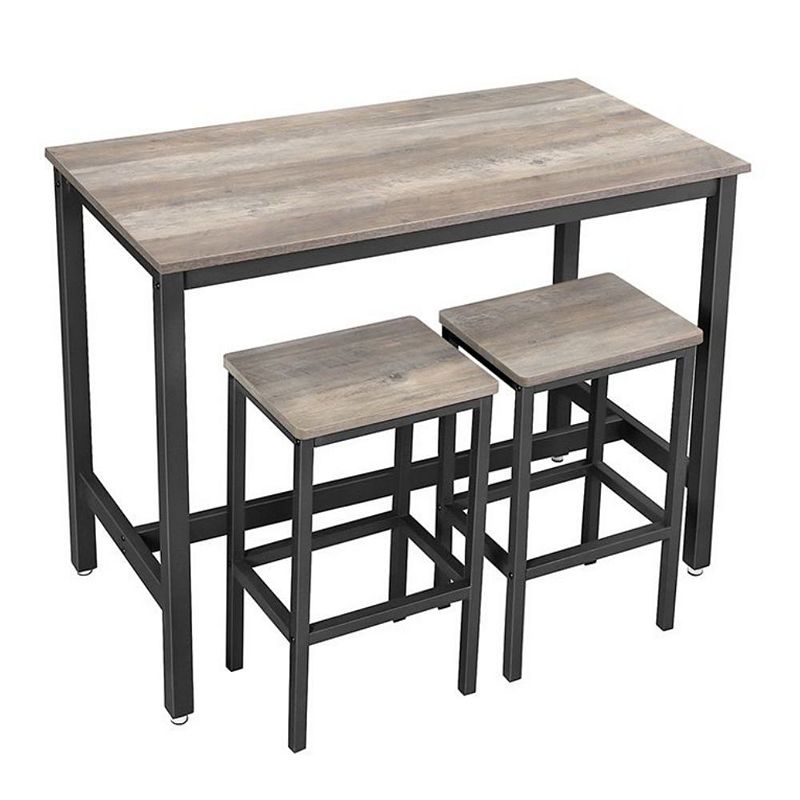 BreeBe Charcoal Gray Bar Table with 2 Bar Stools