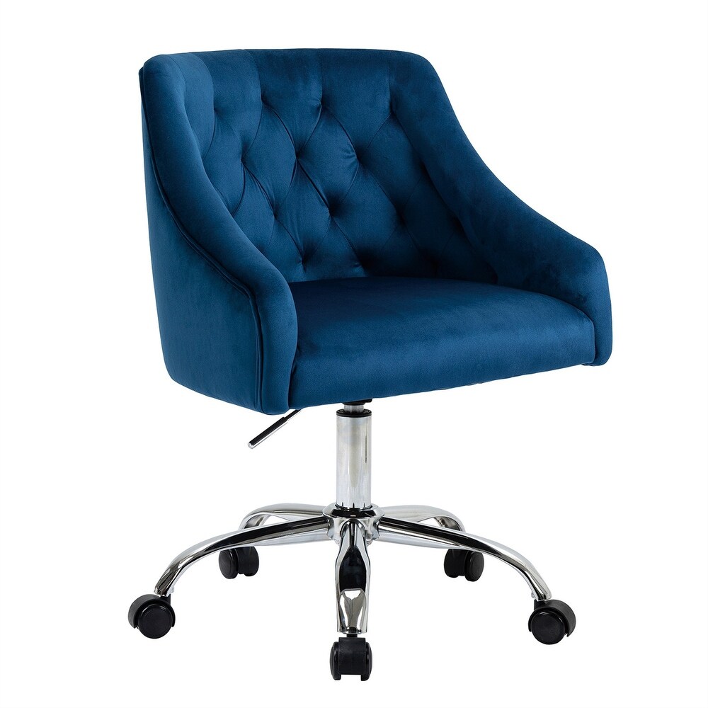 Velvet Office Chair Height Adjustable Swivel Upholstered Chair Wheels