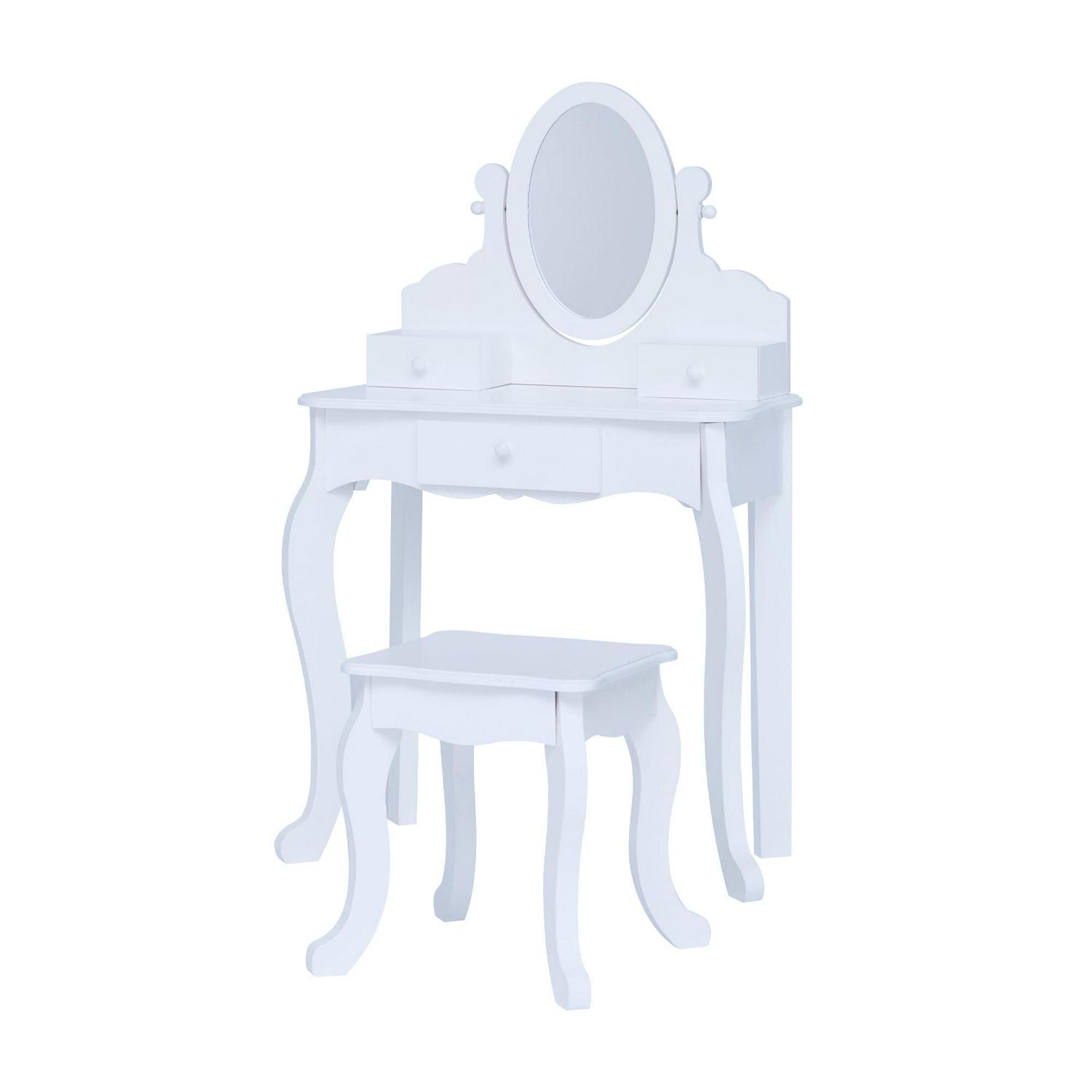 Fantasy Fields Little Princess Rapunzel Vanity Table with Mirror Storage Drawers and Stool White  Crowdfused