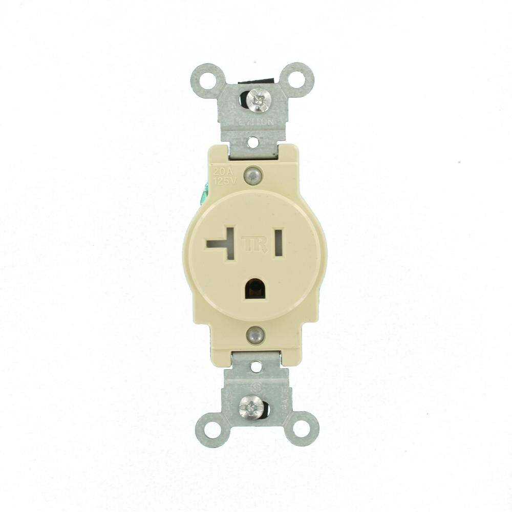 Leviton 20 Amp Commercial Grade Tamper Resistant Single Outlet Ivory R51-T5020-0IS