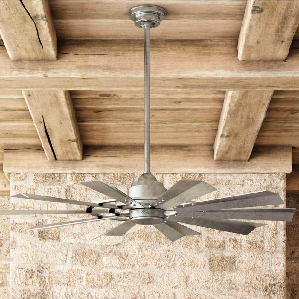 Hunter Crescent Falls 52 in IndoorOutdoor Galvanized Ceiling Fan with Wall Control