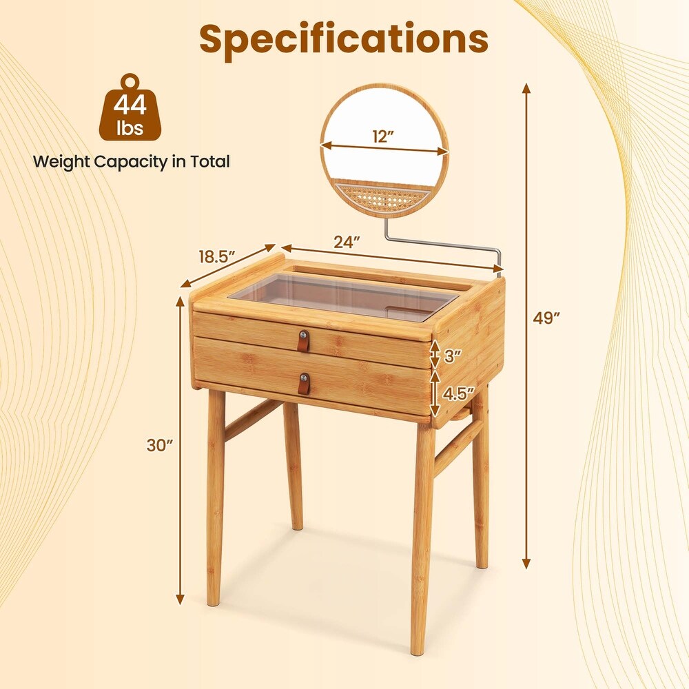 Makeup Vanity Table with Adjustable Mirror Bamboo Dressing Table