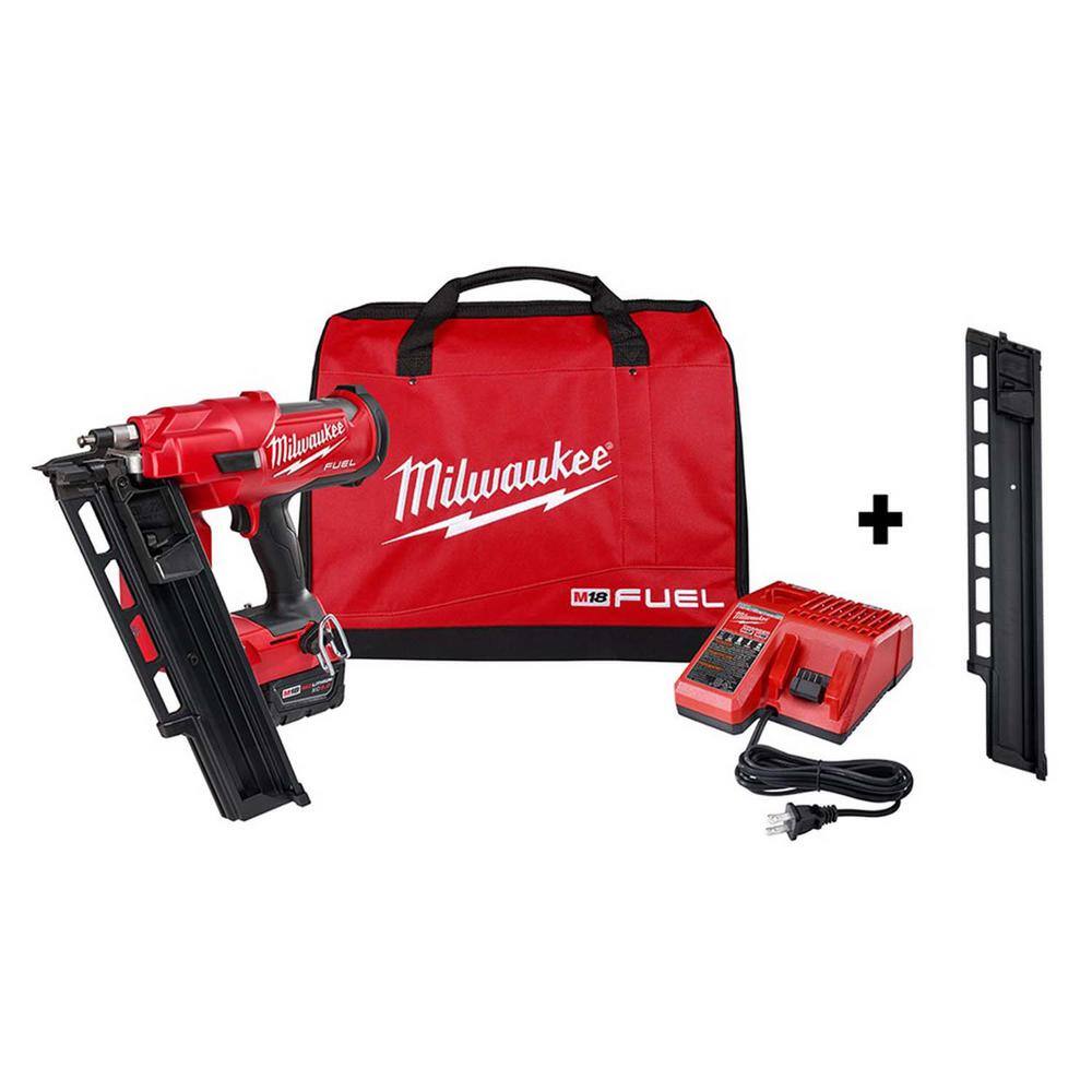 MW M18 FUEL 3-12 in. 18-Volt 21-Degree Lithium-Ion Brushless Cordless Framing Nailer Kit w Battery Extended Capacity Mag 2744-21-48-08-2744