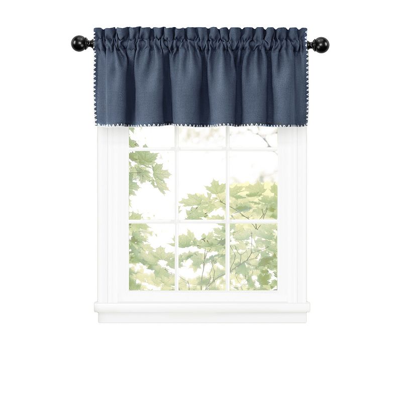 Kate Aurora Coastal Hamptons Living Complete 3 Piece Textured Kitchen Curtain Tier and Valance Set