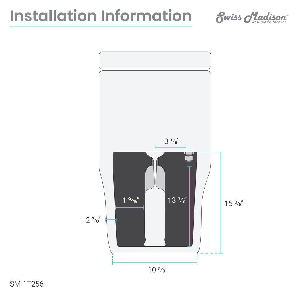 Swiss Madison Carre 1Piece 08128 GPF Dual Flush Square Toilet in White Seat Included