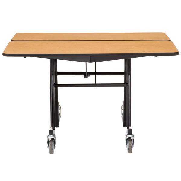 National Public Seating MT48Q-PWTMCR 48andquot; Square Mobile Plywood Cafeteria Table with Chrome Frame and T-Molding Edge