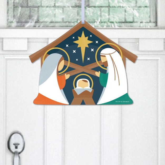 Big Dot Of Happiness Holy Nativity Hanging Porch Manger Scene Religious Christmas Outdoor Decorations Front Door Decor 1 Piece Sign