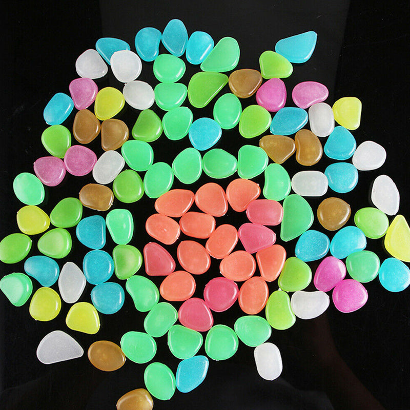 Jbhelth 50 Pcs Fluorescence Pebble Stones Luminous Garden Walkway Flower Bed Shiny Patio New