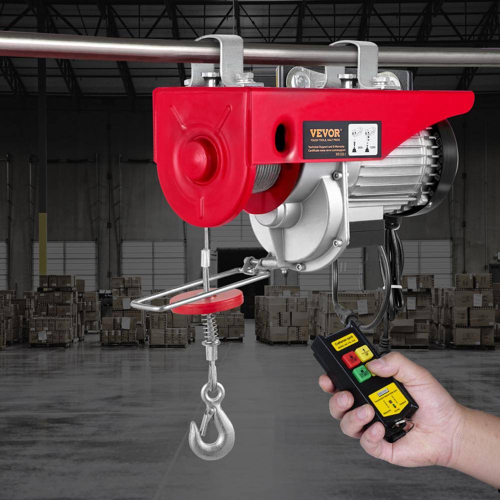 VEVOR 1320 lbs. Electric Chain Hoist 1150 Watt 110V Electric Steel Wire Winch with Wireless Remote Control DD1320LBS52FTNHNXV1