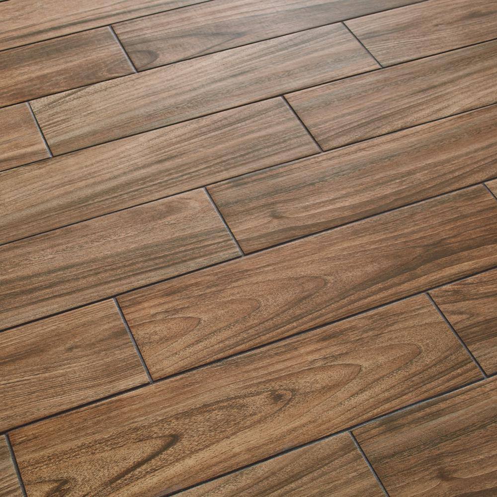 Daltile Baker Wood Walnut 6 in. x 24 in. Glazed Porcelain Floor and Wall Tile (392.85 sq. ft.Pallet) BK10624HDPL1PR