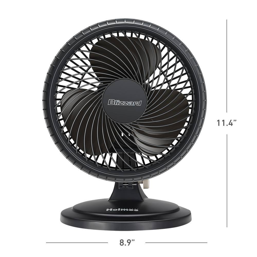 Holmes Blizzard 7 in. 2 Speed Oscillation Desk Fan Black with Adjustable Head Tilt 17039