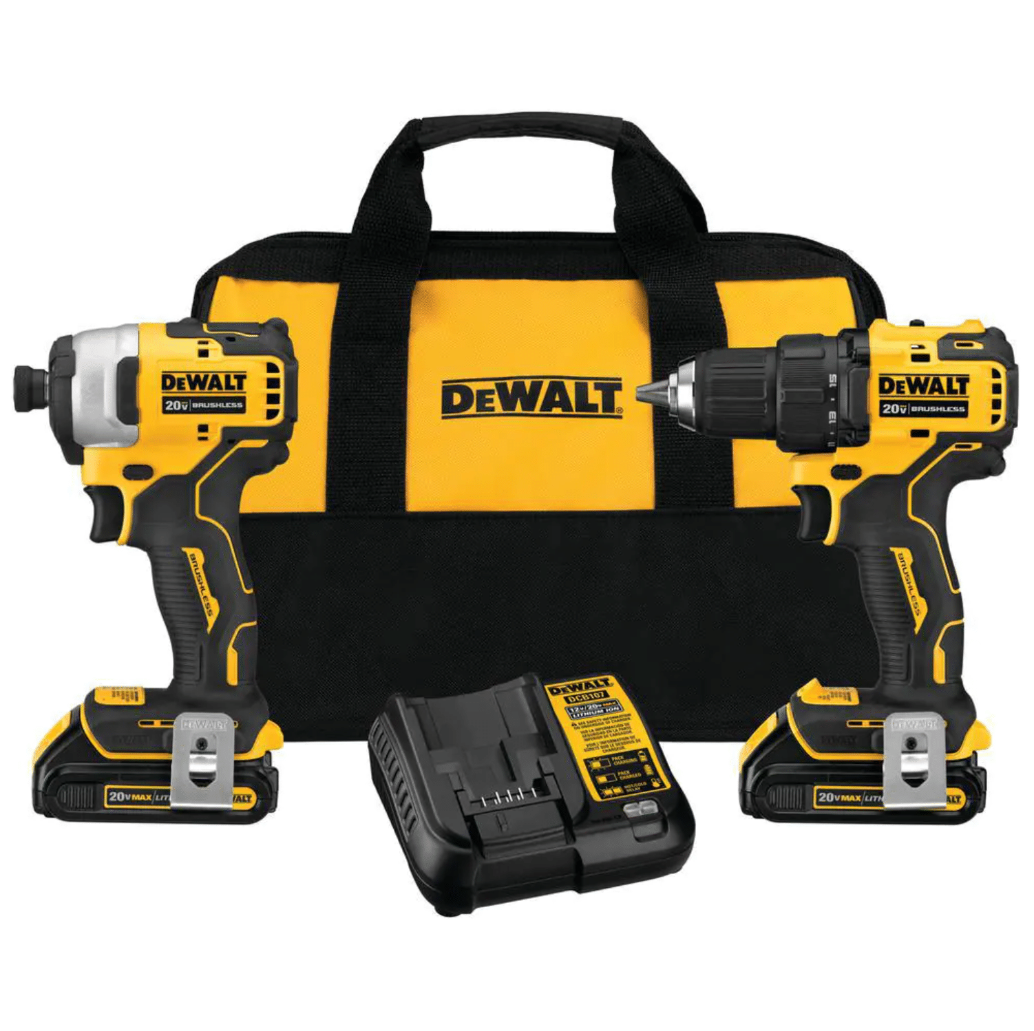 Dewalt ATOMIC 20-Volt MAX Cordless Brushless Compact Drill/Impact Combo Kit， DCK278C2